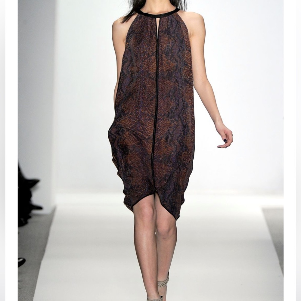 Rebecca Taylor Python Snake Print Sleeveless Halter Shift Dress